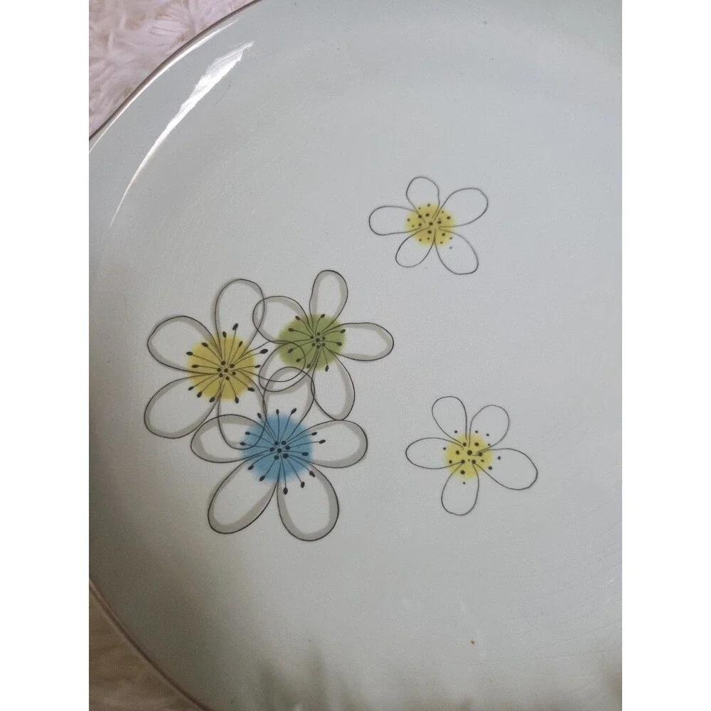 Nobility Permaware Mist 12 Inch Plater 1950s MCM Atomic Daisies